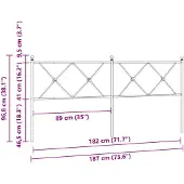 vidaXL Tête de lit de rechange en métal noir 180 cm