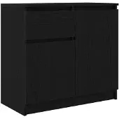 vidaXL Sideboard avec tiroir noir aspect chêne 71x35x65 cm