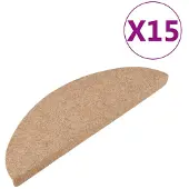 vidaXL Tapis d'escalier autocollants 15 pcs 56x17x3 cm Beige