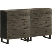 vidaXL Sideboards 2 pcs. noir 60x33x75 cm bois massif mangue