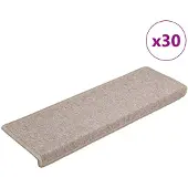 vidaXL Tapis d'escalier 30 pièces 65 x 21 x 4 cm Taupe Bordure rectangulaire