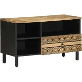 vidaXL Armoire TV noire 80x33,5x46 cm Bois de manguier brut
