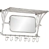 vidaXL Porte-bagages avec cintres et miroir mural aluminium