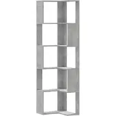 vidaXL Bibliothèque d'angle à 5 niveaux gris béton bois d'ingénierie