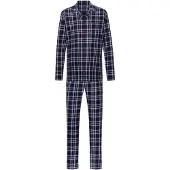 Mey Pyjama long 'Flanadian' bleu foncé / rouge / blanc