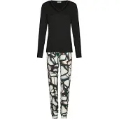 Pastunette Pyjama 'Premium - Midnight Haze' ivoire / noir