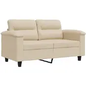 vidaXL Canapé 2 places crème 120 cm tissu microfibre