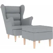 vidaXL Fauteuil avec repose-pied Gris clair Tissu