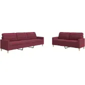 vidaXL Canapé 2 pièces rouge vin Tissu