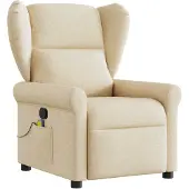 vidaXL Fauteuil de massage inclinable Crème Tissu