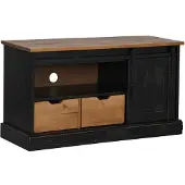 vidaXL Armoire TV HALDEN avec porte coulissante noire 110x40x60cm bois massif