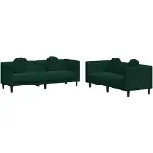 vidaXL Ensemble de canapés 2 pièces avec coussins vert foncé velours