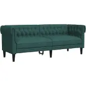 vidaXL Canapé Chesterfield 3 places vert foncé Tissu