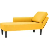 vidaXL Chaise longue avec coussin jaune clair tissu velours côtelé