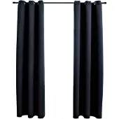 vidaXL Rideaux occultants avec anneaux 2 pcs. noir 97x213 cm tissu