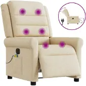 vidaXL Fauteuil de massage électrique Crème Tissu