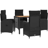 vidaXL , ensemble de 5 tables d'extérieur, couleur noire