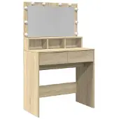 vidaXL Coiffeuse avec éclairage LED Chêne Sonoma 80x41x134,5 cm