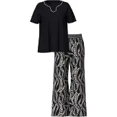 Ulla Popken Pyjama noir / blanc