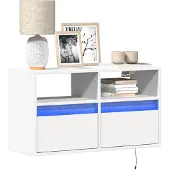 vidaXL Armoire TV murale avec éclairage LED blanc 80x31x45 cm