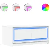 vidaXL Table basse LED Blanc Matériau dérivé du bois