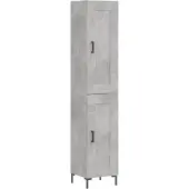 vidaXL Highboard gris béton 34,5x34x180 cm Bois composite