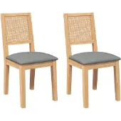 vidaXL Chaises de salle à manger avec coussins 2 pcs. Bois massif d'hévéa