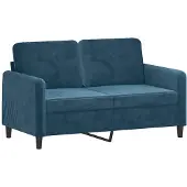 vidaXL Canapé à 2 places Bleu 120 cm Velours