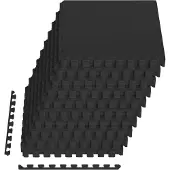 vidaXL : 50 tapis de sol, noirs, 18 m², en mousse EVA