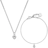 Brosway - Romantic jewelry set with crystals Heart Chakra BHKLE01 (necklace. bracelet), Argent, (Acier, Cristallin)
