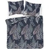 Detexpol Ensemble literie microfibre 160x200 Feuilles fougère bleu marine
