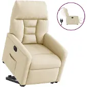 vidaXL Fauteuil relax avec releveur électrique Crème Tissu