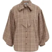 We fashion Chemisier bleu clair / marron / noisette / blanc cassé