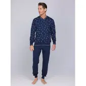 Pastunette Pyjama long 'Cloud Navigator' bleu foncé