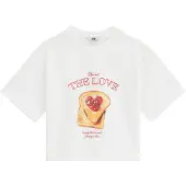We fashion T-Shirt noisette / rouge vif / blanc