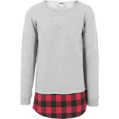 Urban Classics Sweat-shirt gris chiné / rouge / noir