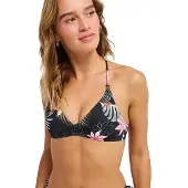 Roxy Paradise Fleur Athletic Triangle Bikini Top Noir M Femme