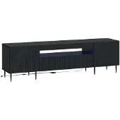 vidaXL Meuble TV LED noir en panneaux de particules