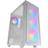 Mars Gaming Boîtier Gaming ATX - - MC-AIR - 4 Ventilateurs FRGB 120mm - Panneau Avant Mesh - Verre Trempé Blanc