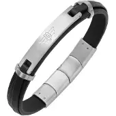 Police Bracelet 'Looper' noir / argent
