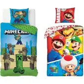 Minecraft Jeu de couette 2 pièces + Super Mario