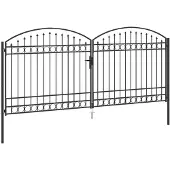 vidaXL Portail de clôture avec verrouillage Gris 400 x 175 cm Acier