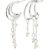 Pilgrim Boucles d'oreilles 'Lunith' argent / blanc perle