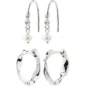 Pilgrim Boucles d'oreilles 'Morin' argent / blanc perle