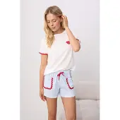 Trendyol Shorty beige clair / bleu pastel / rouge
