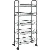 vidaXL Chariot de cuisine 5 plateaux Gris 46x26x105 cm Fer