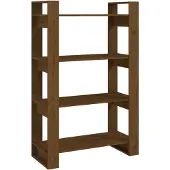 vidaXL Bibliothèque/Cloison Marron miel 80x35x125 cm Bois massif