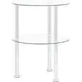 vidaXL Table d'appoint 2 niveaux Transparent 38 cm Verre trempé