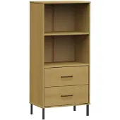 vidaXL Bibliothèque à 2 tiroirs Marron 60x35x128,5 cm Bois massif OSLO