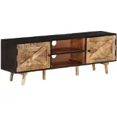 vidaXL Armoire TV 140x30x46 cm Bois de manguier brut et bois massif d'acacia
